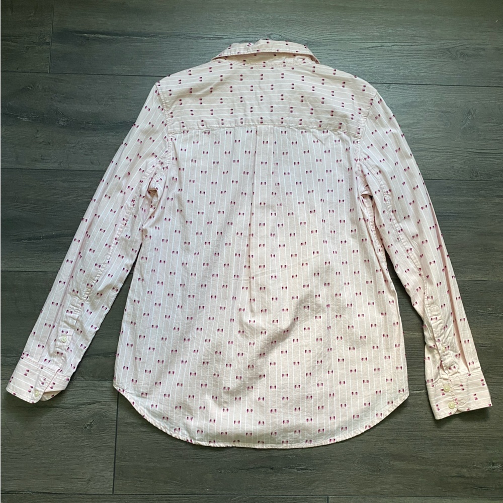 Gap Womens Fitted Boyfriend Shirt Pink Striped Button Down Size Medium NWT - Picture 8 of 8